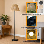 Solar Outdoor Floor Lamp with Rattan Shade, Adjustable Height - Image 5