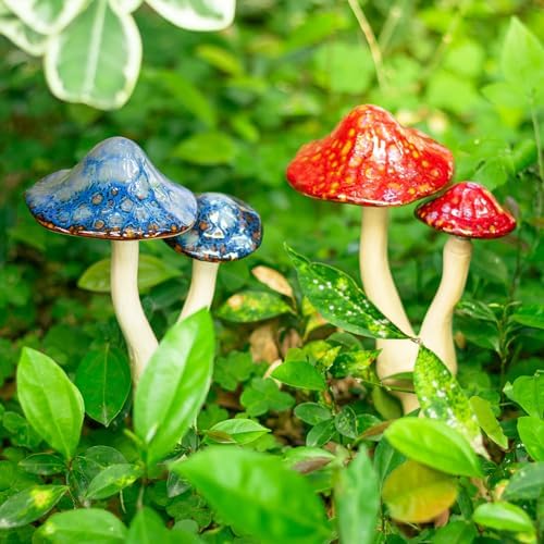 Ceramic Mushroom Garden Stake, Outdoor Mushroom Statue for Yard Decor - Image 3