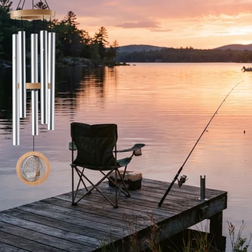 Personalized Wind Chimes for Loss Loved Dad Fishing in Heaven - Image 4