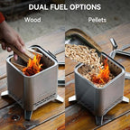 2-in-1 Wood Burning Fire Pit with Pot Rack, 7.8" Tabletop Fireplace, Silver - Image 5
