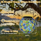 2 Pack Crystal Mosaic Solar Hanging Lantern Outdoor Garden Light Waterproof - Image 6