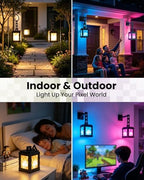 Pixelated Solar Lanterns Outdoor Waterproof, USB-C & Solar Hanging Light - Image 3