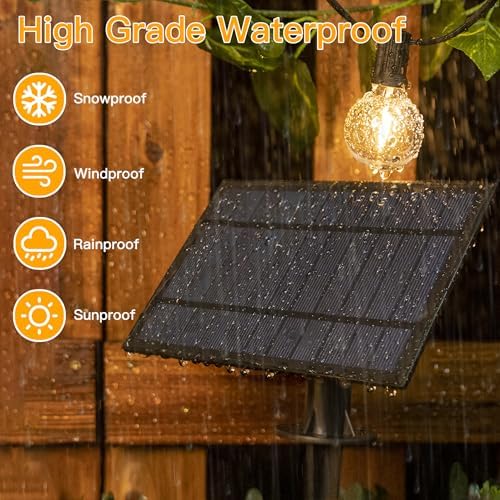 Ollny 2Packs 60FT 25 Bulbs Solar String Lights Waterproof with Remote - Image 4