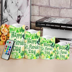 Happy Saint Patrick's Day Flameless Candles LED Pillar Candles Battery Operated Candles with Remote and Timers Color Changing Electric Fake Plastic Candles Green Leaf - Image 4