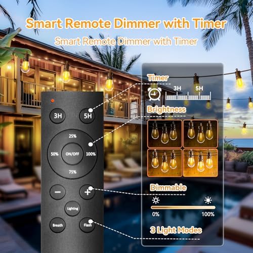 Outdoor String Lights Patio LED - Light Outside Waterproof S14 Porch Lighting Edison Plastic Bulb Pergola Hanging Balcony Connectable Backyard Yard Gazebo Party Garden Bistro 60M 200FT - Image 3