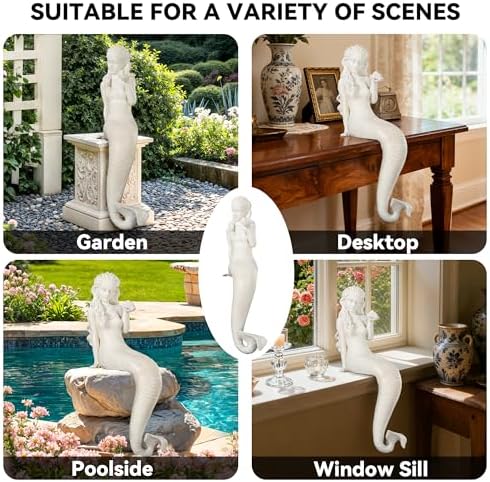 Large Mermaid Statue, 26 in DIY Outdoor Garden Sculpture Figurines - Image 4