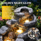 37.4" L Water Fountain Outdoor, 5-Tier Cascading Rock Waterfall, Gray - Image 5