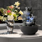Tabletop Water Fountain Indoor Waterfall Fountains Stacked Rocks Water Feature Feng Shui Zen Meditation Relaxation Desktop Fountain for Home and Office Indoor Spaces Decor (Style 15) - Image 2