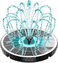 Yzert 2026 Remote Solar Powered Fountain, 6W Glass Bird Bath Fountain with 4000mAh Battery, 7 Nozzles, 4 Fixers & 8 Colorful LEDs, Adjustable Water Height for Outdoor Garden Pond Pool by Yzert