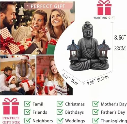 Buddha Statue for Home and Outdoor Decor Solar Powered Flickering LED,Garden Light,Courtyard Zen Meditation Spiritual Room Decor- Buddha Decor Outdoor-Ideas Gifts for Women, Mom - Image 5