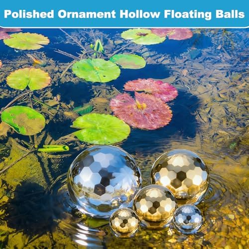 M METERXITY 1-Pack Garden Gazing Globes Ball Sculptures Diamond 8 Inch 304 Stainless Steel Hollow Mirror Reflective Floating Ball for Garden/Pond/Home/Yard Outdoor Decoration [Gold] - Image 7