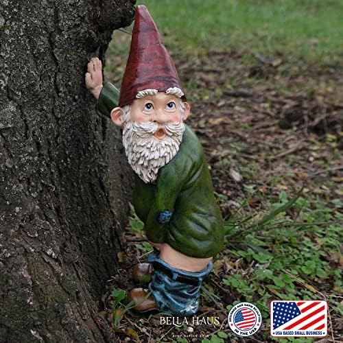 Gnome Statue - 10.3" Tall Polyresin - Willy The Peeing Garden Gnome for Lawn Ornaments, Indoor or Outdoor Decorations - Red and Green Funny Gnomes - Image 3