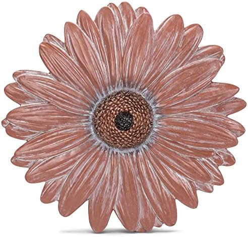 NAT & Jules Gerbera Daisy Flower Shaped Dimensional Indoor Outdoor 12 inch Cast Resin Decorative Garden Stepping Stone, Patio, Walkway Sculpture Yard Art, Terracotta by NatJules