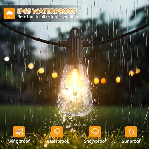 ST38 LED Outdoor String Lights, 100FT Waterproof IP65 Hanging Patio Lights - Image 4