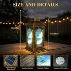 Solar Lantern Outdoor Waterproof Window Beach Sunset Ocean Landscape Palm Tree Tropical Coastal Scenery Garden Decor LED Solar Lights Hanging/Tabletop Lamp Gifts for Women Mom for Outside Yard Patio - Image 2