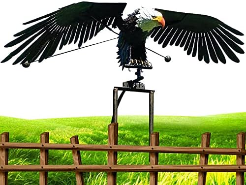 Garden Eagles Stake Ornament Art Bird Flapping Windmill Outdoor Metal Stake Rocking Balancing Flying Wind Spinner Yard Vintage Sculptures,Black,116 * 41cm by Unknown