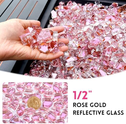10 Pounds Fire Glass 1/2 Inch High Reflective Tempered Firepit Glass - Image 2