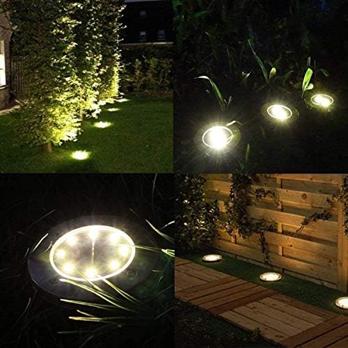 Solar Ground Lights - 8 LED Garden Lights Outdoor, Disk Lights Waterproof In-Ground Landscape Lighting for Lawn Patio Pathway Yard Driveway Deck Walkway Flood Light (Warm White) - Image 7