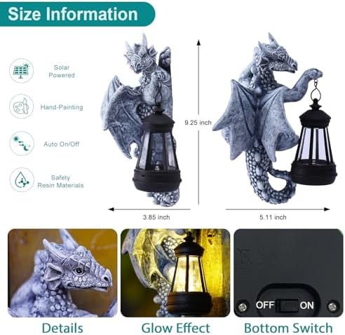 Goodeco Dragon Tree Hugger with Solar Lantern Garden Statue 2-Pack - Image 2