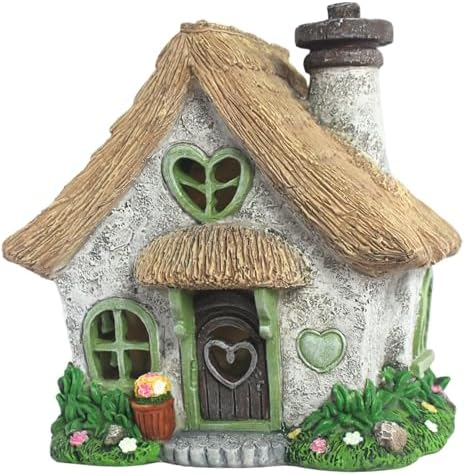 PRETMANNS Solar Fairy House for Outside, Green, 7.56" High by Pretmanns