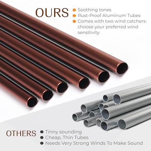 38" Copper Aluminum Wind Chimes for Outside, Deep Tone, E Major Pentatonic - Image 5