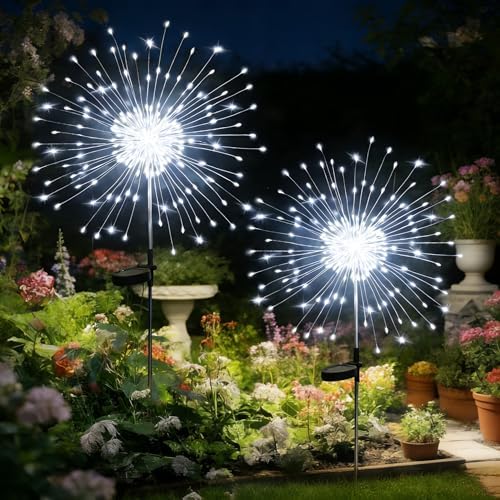 HPUFKOT Solar Garden Lights Outdoor,Waterproof Garden, 2PC 200 LED Twinkling Firework Lights Decorative with 8 Modes,Decor for Yard Patio Pathway Lawn for Yard Outside Fairy Decorative by HPUFKOT