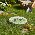 Comfy Hour Frog Stepping Stone for Garden, 10 Inch Concrete Welcome Friends Decorative Plaque, Green and Grey Outdoor Garden Path Stone with Lily Pad and Dragonfly Accent - Image 7