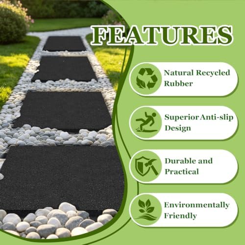 3 Pack Stepping Stones Outdoor Garden Walkway, 15.75 x 15.75 Inch Rubber Pavers Pathway Walkway Paving Stones, Weatherproof Stepping Stones for Patio, Pathway, and Landscaping - Image 4