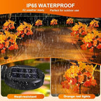 6Pack Fall Solar Lights Outdoor Decorative, Waterproof 120Led Orange Fall Lights with 240 Maple Leaves Path Lights, Solar Lights for Fall Autumn Patio Garden Halloween Thanksgiving Decorations - Image 3