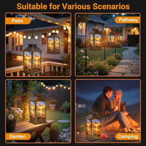 Solar Lantern Outdoor Waterproof Sea Shells Tropical Beach Garden Decor LED Hanging Solar Lights Tabletop Lamp Gifts for Women Mom Outside Yard Patio Porch - Image 6