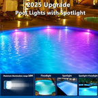 HL Pool Lights with Remote,Submersible LED Light with Spotlight,RGB Rechargeable Floating Light,Waterproof Underwater lamp for Above Ground Inground Swimming Pool,Hot Tubs,Ponds,Fountain Decor 2 Pack - Image 6