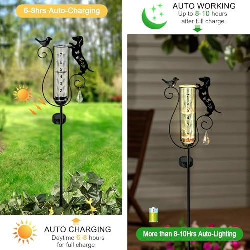 Solar Rain Gauge Outdoor Decorative for Yard,Dachshund Gifts for Women - Image 2
