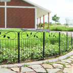 Decorative Black Garden Fencing 24in(H)X16ft(L) 8 Panels Metal Garden Fence by FOREHOGARGARDEN%EF%BC%86HOME