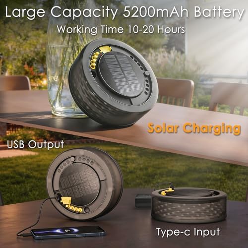 4 in 1 Solar Camping String Lights, 5200mAh 33FT RGB Fairy String Light, Waterproof Hanging String Lights with 9 Lighting Modes, USB-C Rechargeable Tent Lantern, Camping Essentials - Image 2