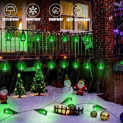 Flacchi Solar Flame String Lights - 42ft 15 LED Lights Outdoor Solar String Lights for Garden Patio Christmas Decoration (Green, 42ft) - Image 2
