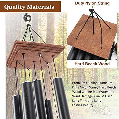 Astarin Wind Chimes Outdoor Deep Tone, Memorial Wind Chimes Outdoor, Gifts for Housewarming/ Mother Day/ Christmas, Outdoor Decor for Patio, Garden, Yard, Home (36 Inch Black Wind Chime) - Image 2