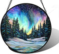 Aurora Landscape Stained Glass Window Hanging Suncatcher Xmas Gifts 9.8" by DASTOLL