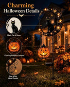 Solar Halloween Black Cat & Pumpkin Moon Garden Stake Light Halloween Decor - Image 3
