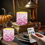 Set of 4 Flameless Candles Valentines Day Stylish Pink Heart Battery Operated LED Candles with Color Changing Timer Remote Control Tea Lights for Wedding Home Decorations - Image 4