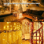 Solar Christmas Lights Outdoor Waterproof Christmas Decorations Curtain Lights 320LED 29.5ft 60 Drops, Solar Powered Rechargeable Fairy Lights for Party, Wedding, Home Decorations(WarmWhite) - Image 6
