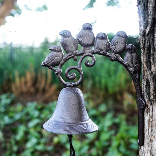 Cast Iron Doorbell, Sign with Birds, Metal Farm Hanging Bell for Outdoor Entryway Gate, Vintage Restaurant Dinner Bell by Unknown