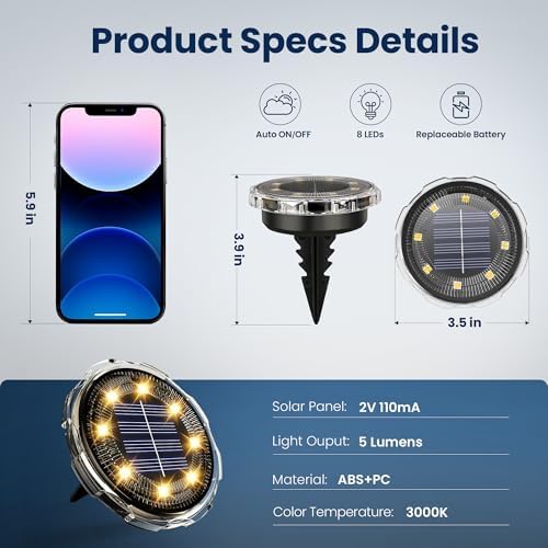 SOLPEX Solar Ground Lights Outdoor, Pathway Lights 20 Pack Warm White - Image 3
