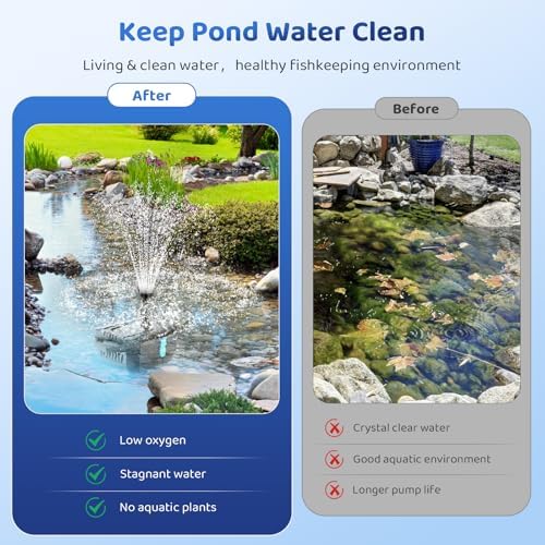 Antfraer 12W Solar Fountain Pump & Pond Filter Kit – Integrated Filtration System with 4 Nozzles, 6.6FT PVC Tubing Pond Filter for Outdoor Ponds, Gardens, Waterfalls, Fountains - Image 3