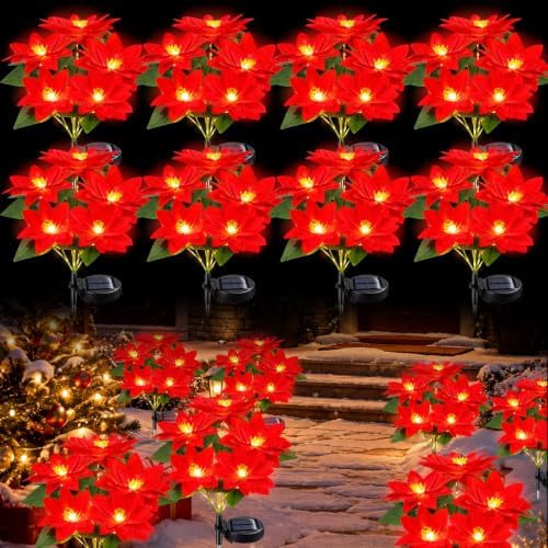 8 Packs Solar Christmas Flower Lights 27.56'' Garden Decor by Unknown