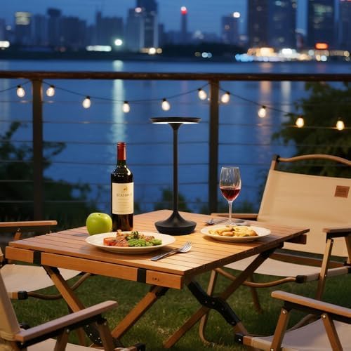 2 Pack LED Rechargeable Cordless Table Lamps,Portable Outdoor 6000 mAh Battery Operated Table Light Touch Control 3 Color Dimmable Waterproof for Patio/Cofee/Restaurant/Camping/Dining/ Bedroom-Black - Image 6