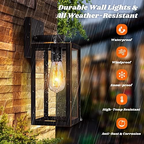 2-Pack Outdoor Lights for House, Waterproof Bronze Exterior Light Fixtures with Clear Glass, Anti-Rust Outside Wall Lanterns Sconces, Front Porch Lights for Garage Doorway, Bulbs Not Included - Image 2