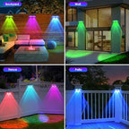 Solar Fence Lights Outdoor - Warm White & RGB 6 Color, Dusk to Dawn Solar Deck Light, Solar Lights Outdoor IP65 Waterproof, Garden Lights for Outside/Backyard/Railing/Step/Patio/Wall (12 pack) - Image 6