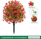 22 Inch Artificial Flower Stake Outdoor Decor - Multi-Color Garden Stakes for Yard & Lawn, No Fade Heavy Duty Plastic, All Season Decoration (2pcs-Red) - Image 6