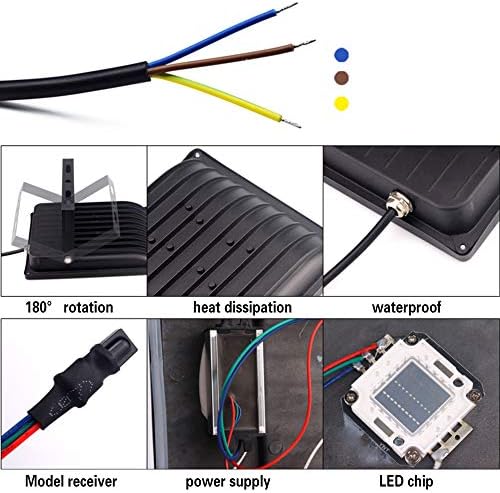 LED RGB Flood Light Stage Lighting, AC 85-265V 50W Outdoor Color Changing Lights with Remote Control, Waterproof IP65 Dimmable Wall Washer Light, Flood Lamp with 16 Colors 4 Modes - Image 5