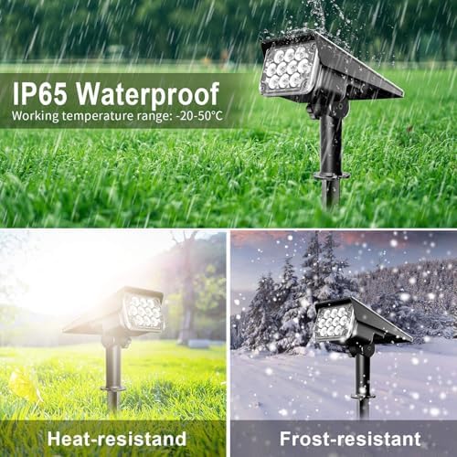 LED Solar Outdoor Garden Spotlights, IP65 Waterproof, Powered Security Landscape Lights, Auto On/Off,In-ground/Wall Lamp for Garden/Patio/Driveway/Pond/Deck(White,1PCS(3w-5.5V)) - Image 4
